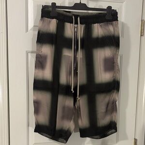 Rick Owens Bela Japanese Plaid Pod Shorts